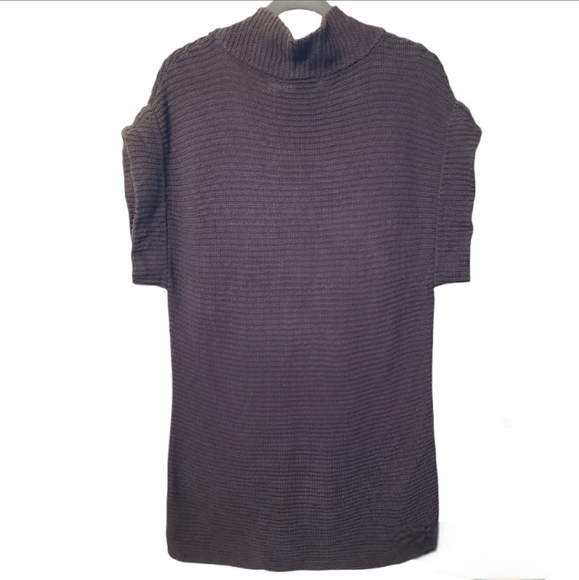 Ann Taylor Knit Sweater Dress Mock Neck Short Sleeves Grey, Size Medium - Picture 2 of 12
